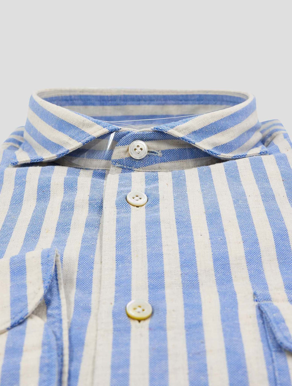 Finamore 1925 Blue White Cotton Shirt Madison