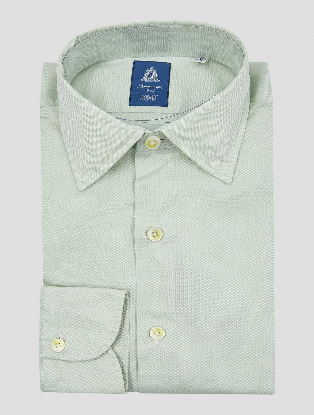 Finamore 1925 Light Green Cotton Shirt NAP87
