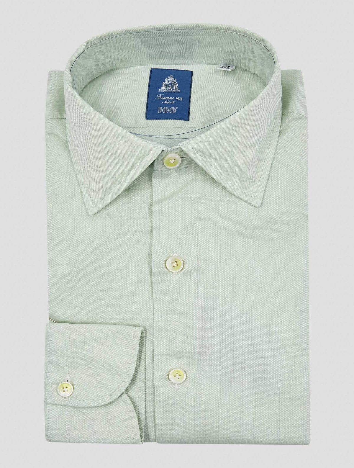 Finamore 1925 Light Green Cotton Shirt NAP87