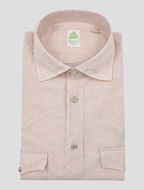 Finamore 1925 Pink White Cotton Linen Shirt Zurigo
