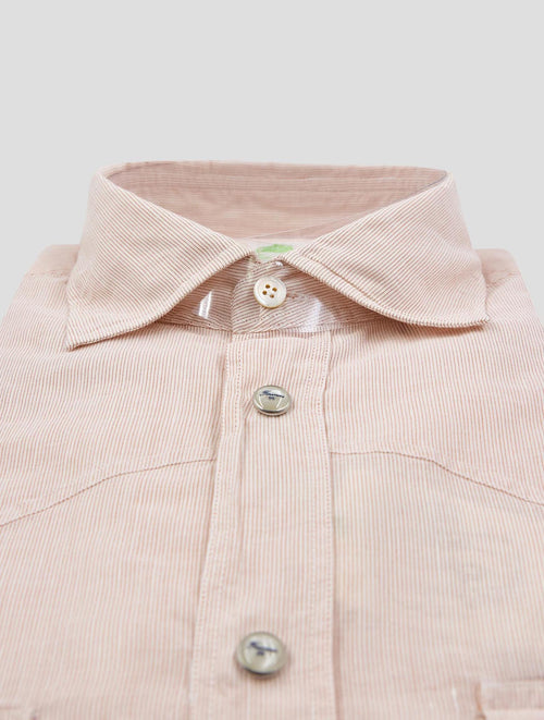 Finamore 1925 Pink White Cotton Linen Shirt Zurigo