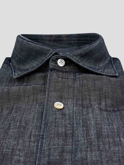 Finamore 1925 Dark Gray Cotton Linen Shirt TOKYO64