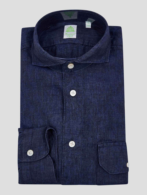 Finamore 1925 Dark Blue Linen Shirt Salina
