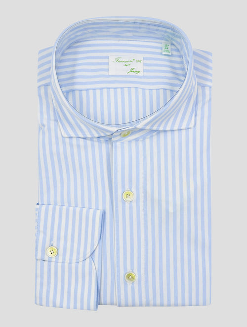 Finamore 1925 Light Blue White Cotton Pa Ea Shirt Toronto