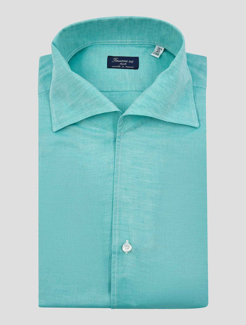Finamore 1925 Light Green Cotton Linen Shirt Ustica