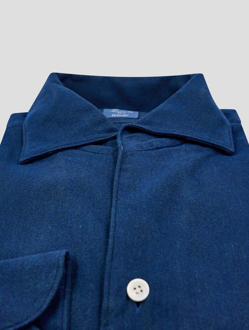 Finamore 1925 Dark Blue Lyocell Cotton Shirt Ustica