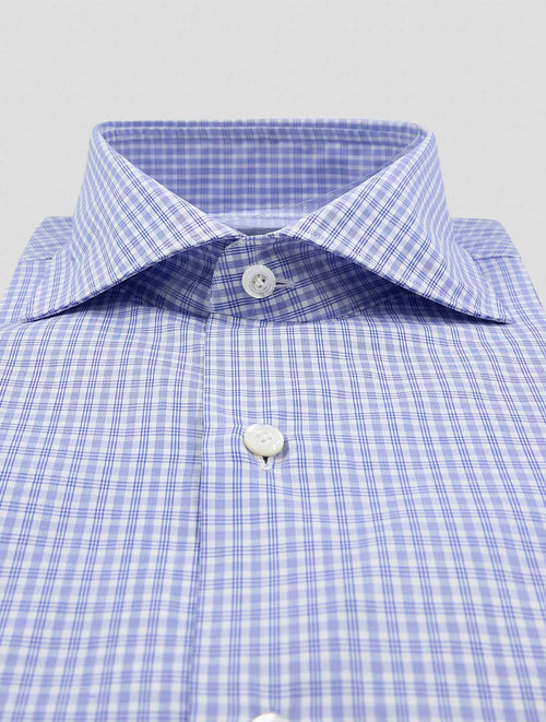Finamore 1925 Blue White Cotton Shirt Ver12