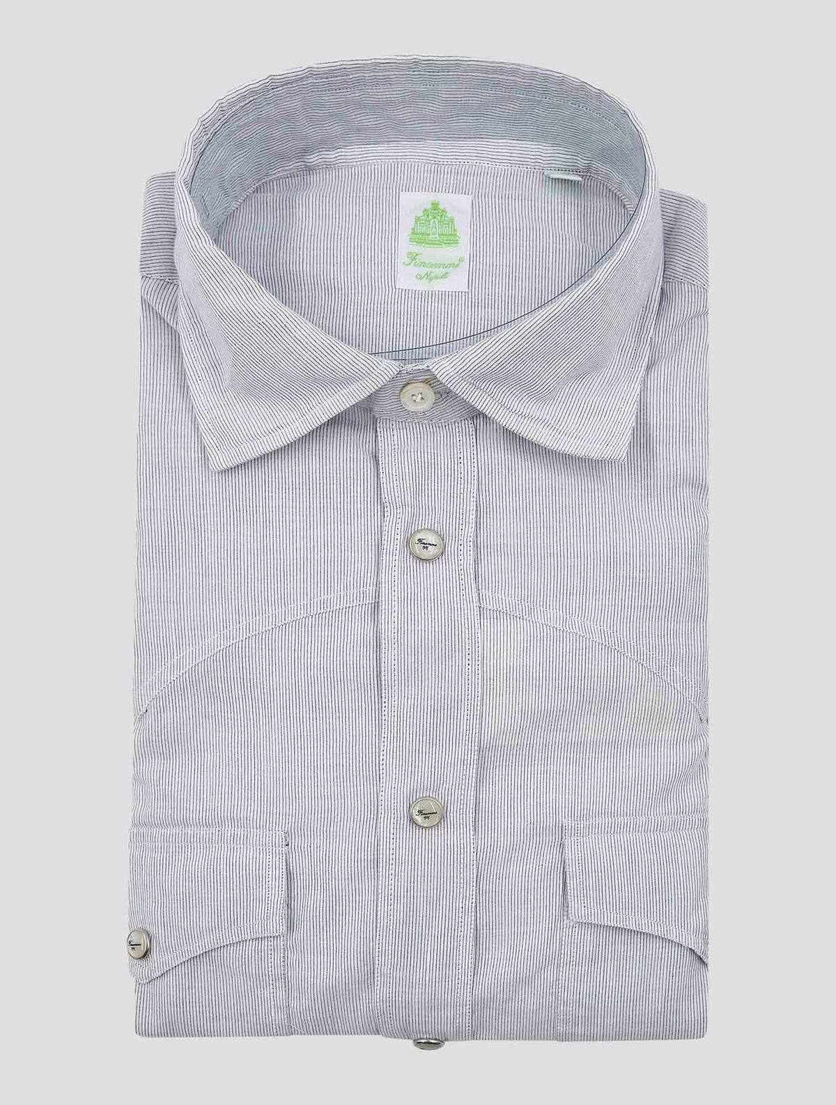 Finamore 1925 Light Blue Cotton Linen Shirt Zurigo