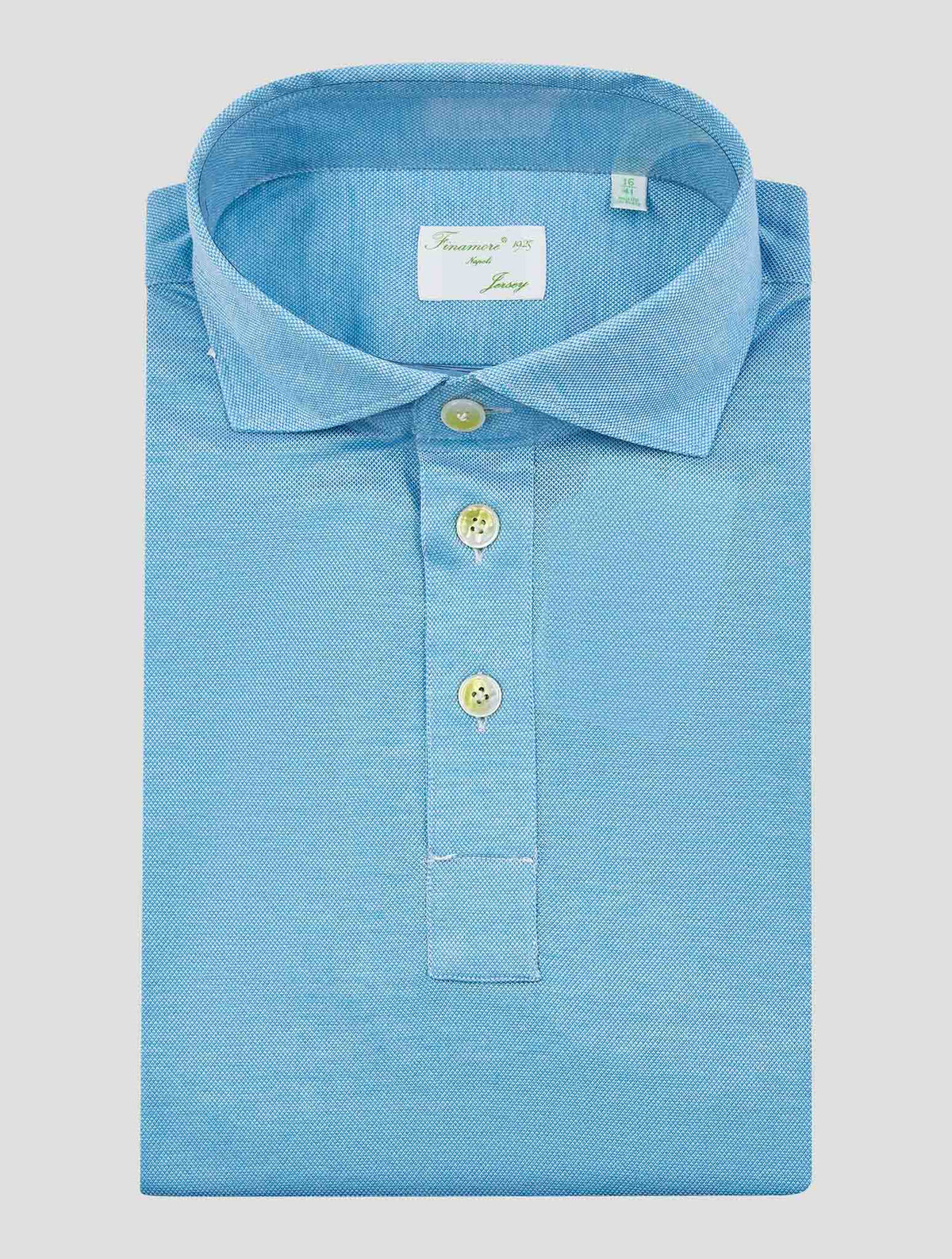 Finamore 1925 Light Blue Cotton Polo Short Sleeve Shirt Orlando