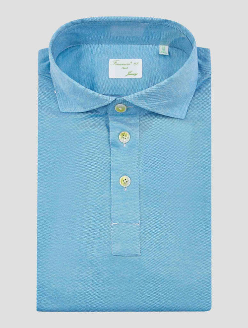 Finamore 1925 Light Blue Cotton Polo Short Sleeve Shirt Orlando