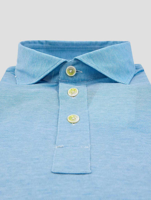 Finamore 1925 Light Blue Cotton Polo Short Sleeve Shirt Orlando