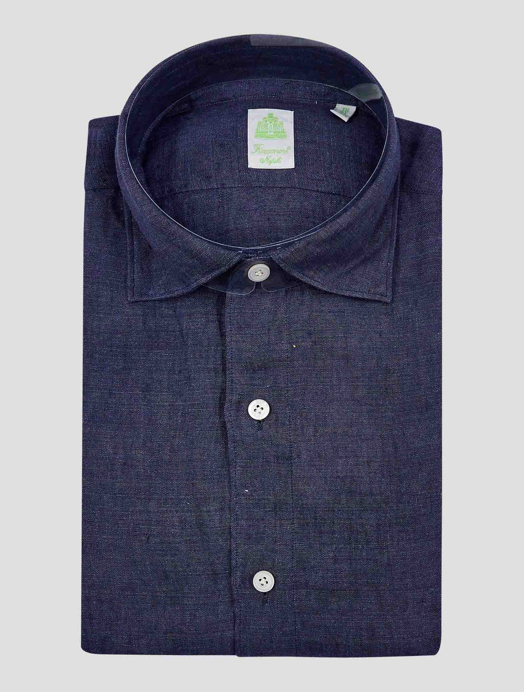 Finamore 1925 Dark Blue Linen Shirt Tokyo