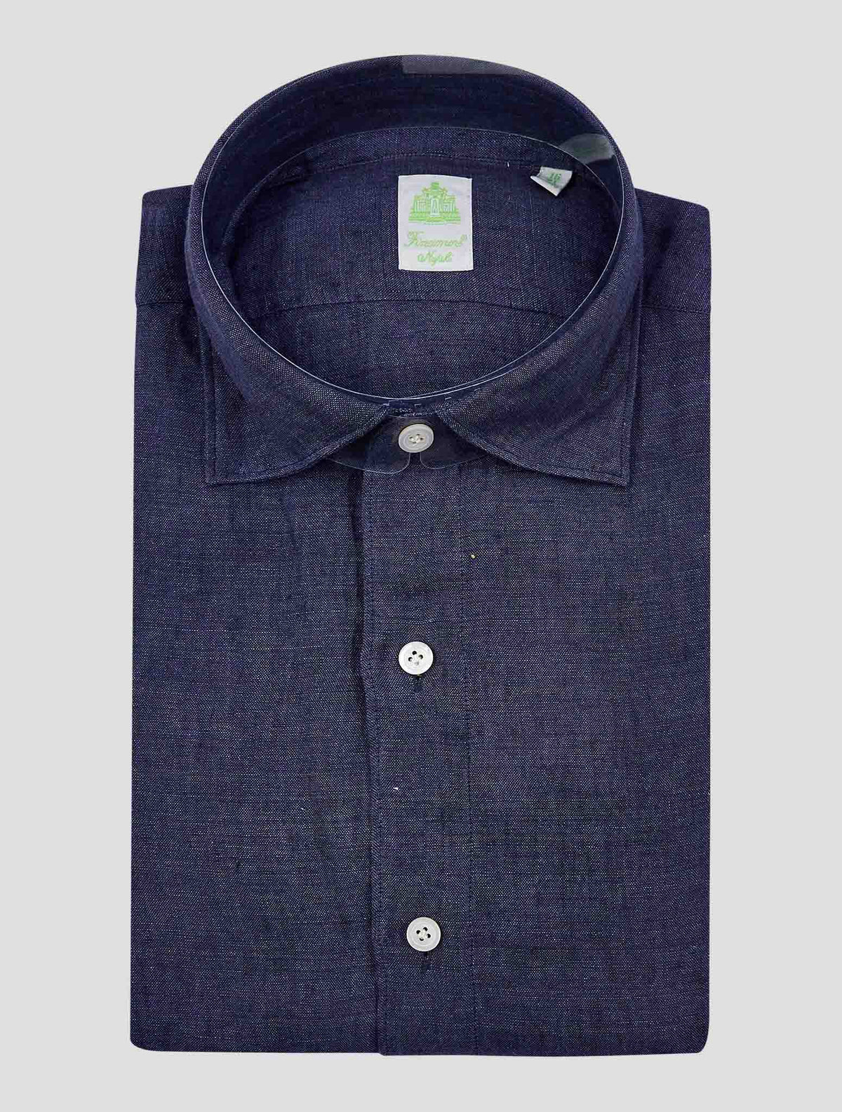 Finamore 1925 Dark Blue Linen Shirt Tokyo