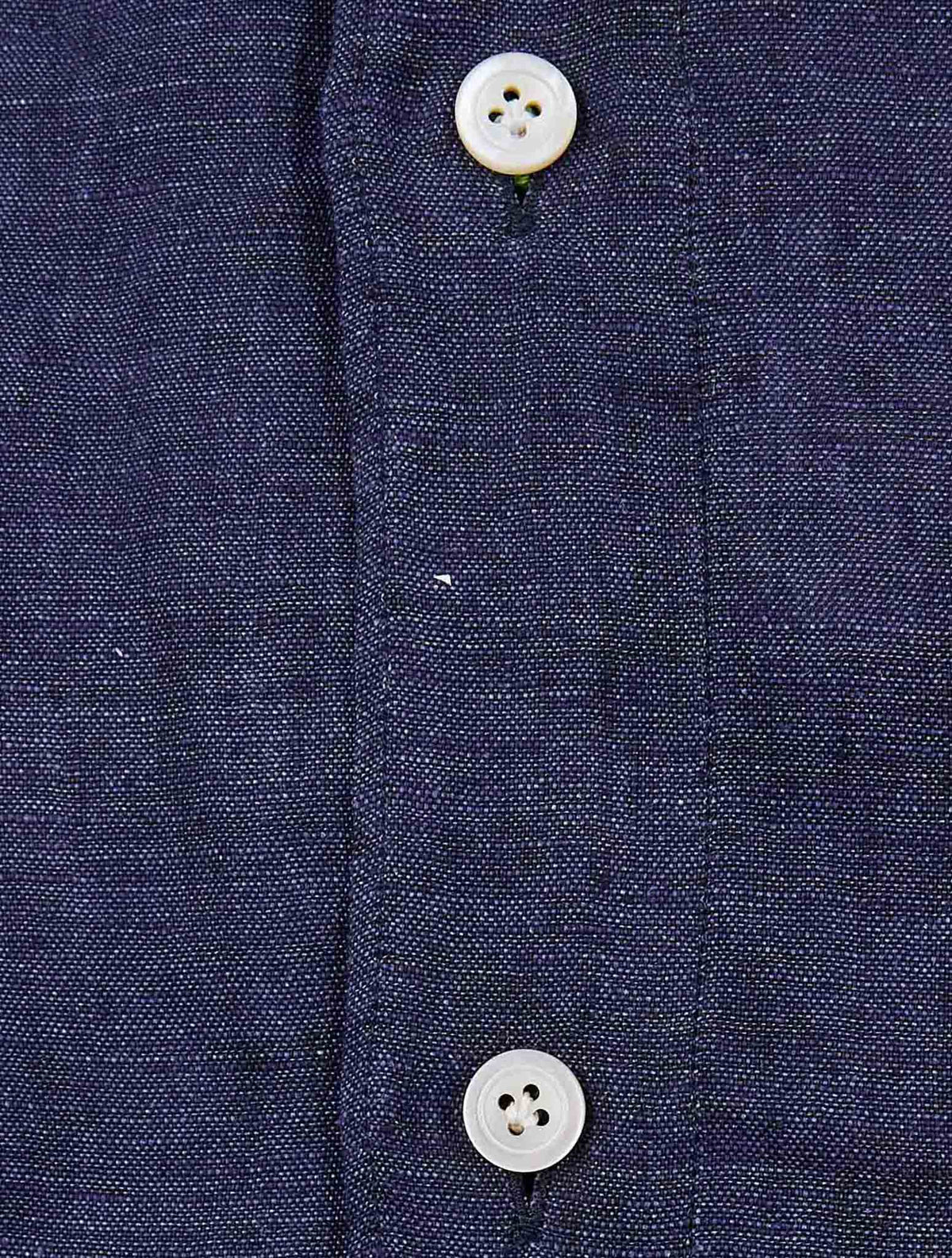 Finamore 1925 Dark Blue Linen Shirt Tokyo