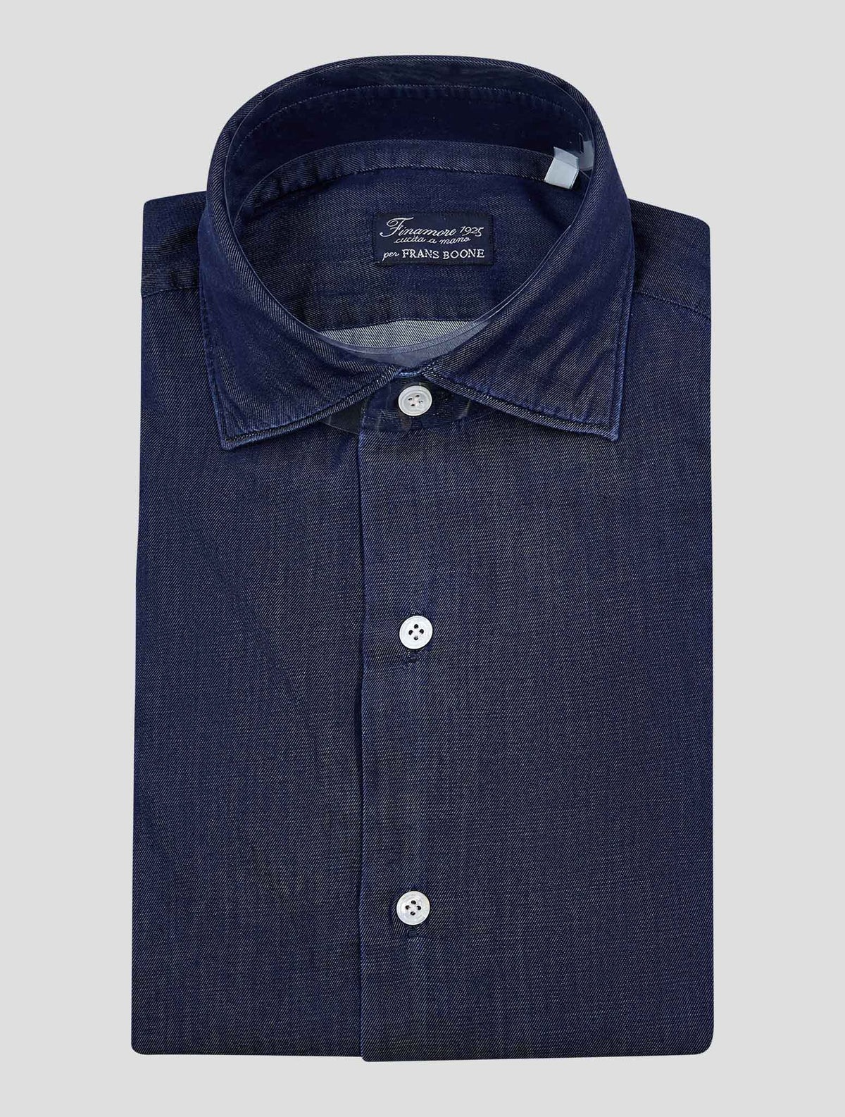 Finamore 1925 Dark Blue Cotton Shirt Milano