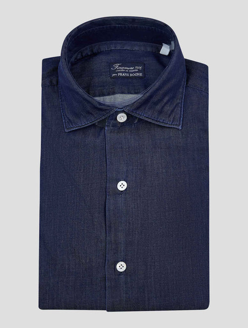 Finamore 1925 Dark Blue Cotton Shirt Milano