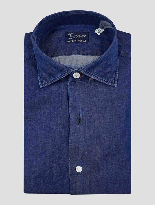 Finamore 1925 Dark Blue Cotton Shirt Napoli