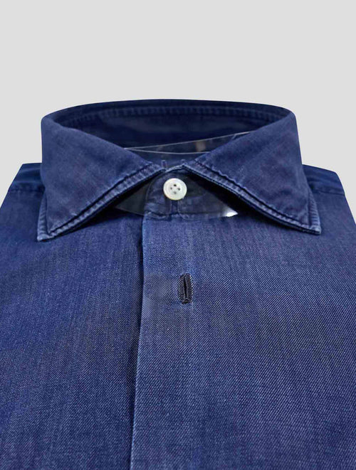 Finamore 1925 Dark Blue Cotton Shirt Napoli