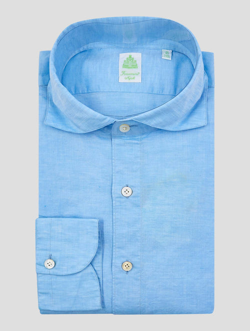 Finamore 1925 Light Blue Linen Cotton Shirt Tokio113