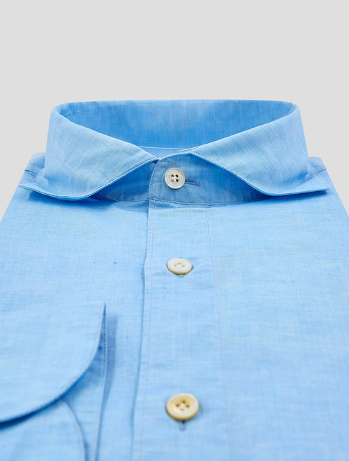 Finamore 1925 Light Blue Linen Cotton Shirt Tokio113