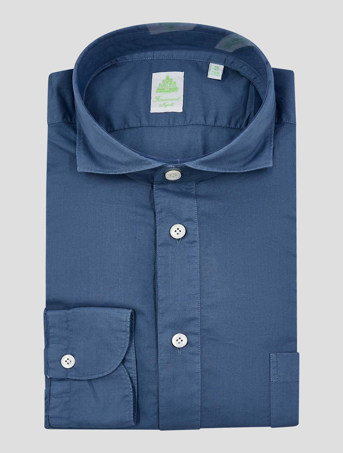 Finamore 1925 Blue Cotton Shirt Miami2