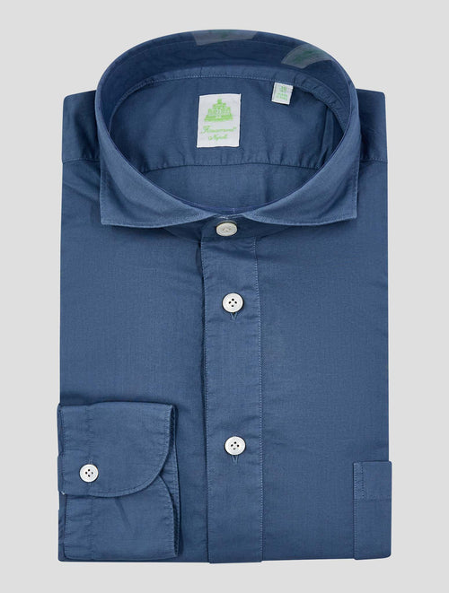 Finamore 1925 Blue Cotton Shirt Miami2