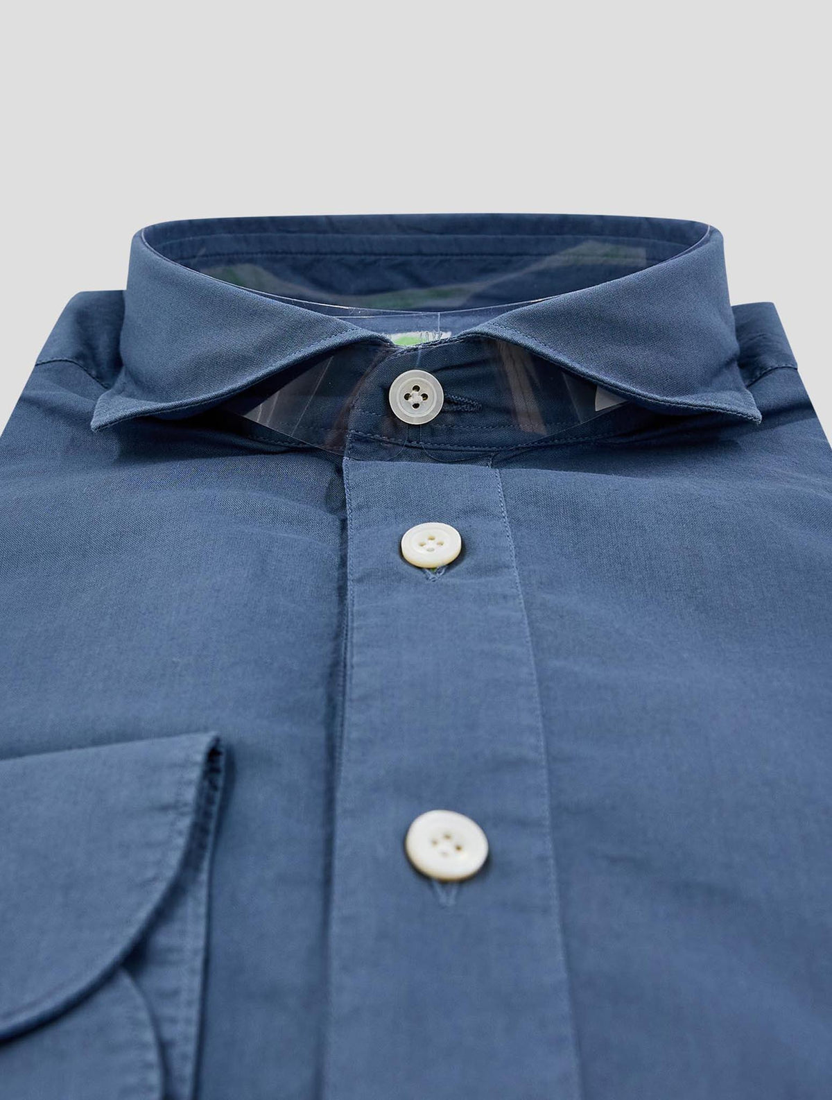 Finamore 1925 Blue Cotton Shirt Miami2