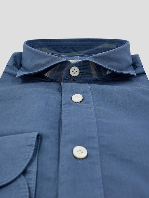 Finamore 1925 Blue Cotton Shirt Miami2