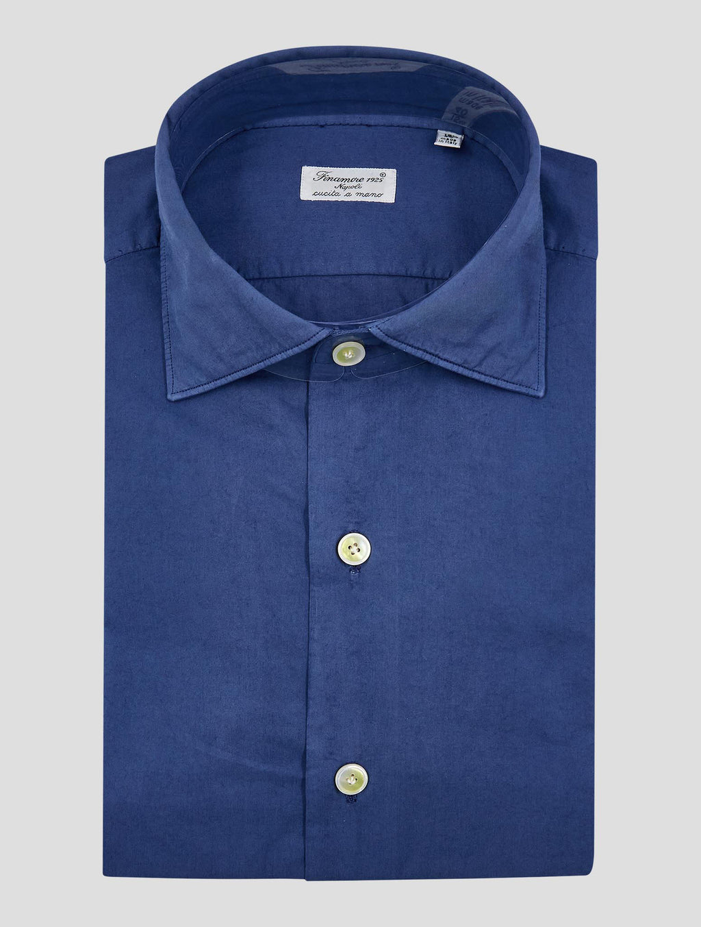 Finamore 1925 Blue Cotton Lyocell Shirt MIL52