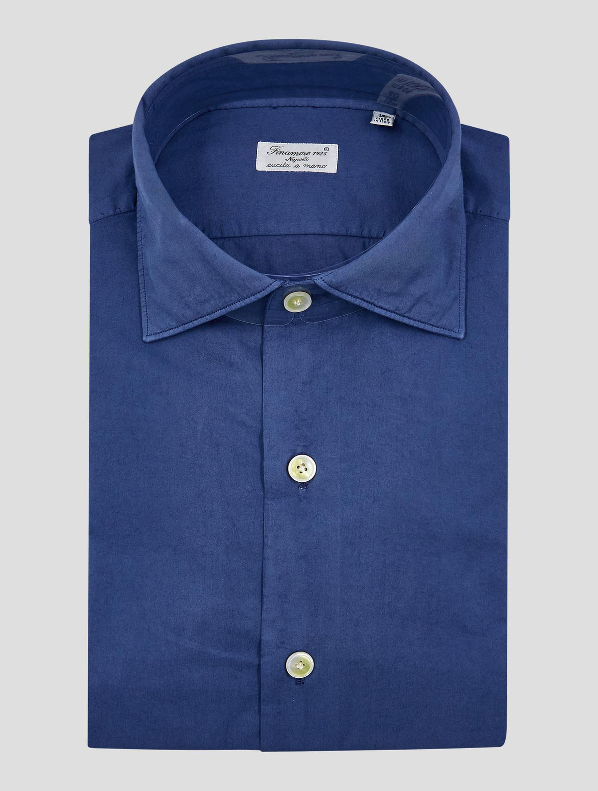Finamore 1925 Blue Cotton Lyocell Shirt MIL52