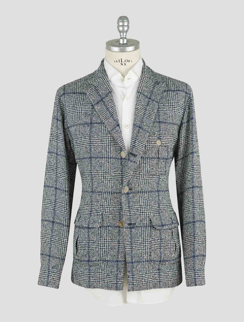 Finamore 1925 Gray Blue Linen Pa Blazer Roma