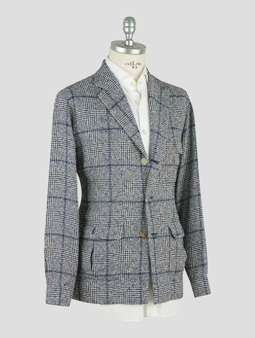 Finamore 1925 Gray Blue Linen Pa Blazer Roma