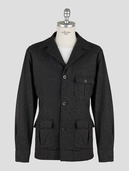 Finamore 1925 Dark Gray Virgin Wool Jacket Overshirt Cetara