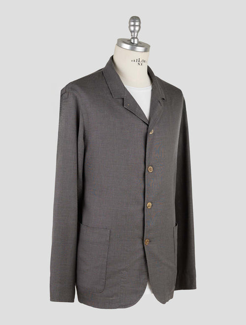 Finamore 1925 Gray Virgin Wool Cotton Silk Blazer Frans