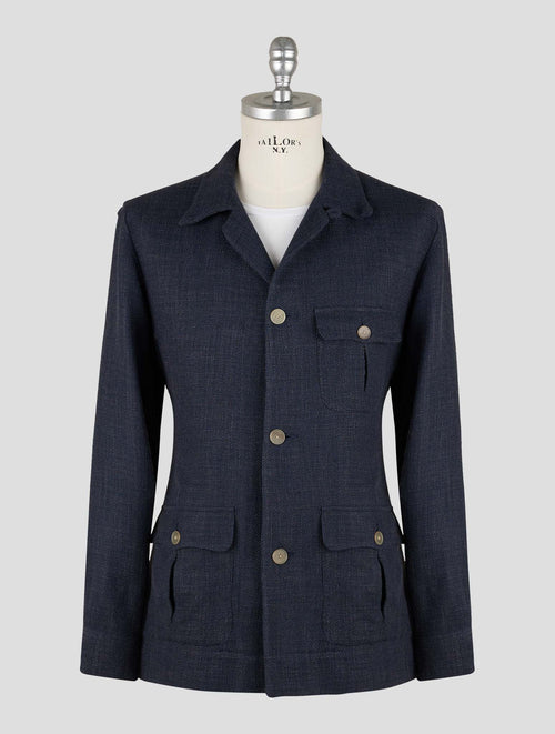 Finamore 1925 Blue Silk Linen Cotton Pl Jacket Overshirt Cetara