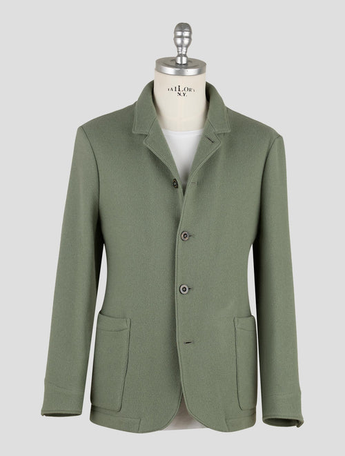 Finamore 1925 Green Virgin Wool Pa Jacket Overshirt Frans