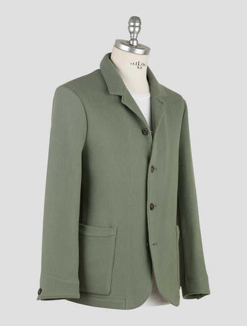 Finamore 1925 Green Virgin Wool Pa Jacket Overshirt Frans