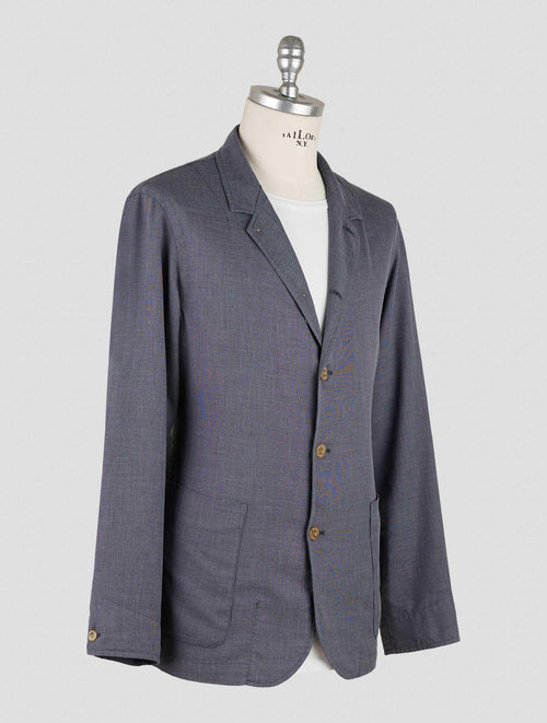 Finamore 1925 Gray Blue Virgin Wool Cotton Silk Blazer Frans