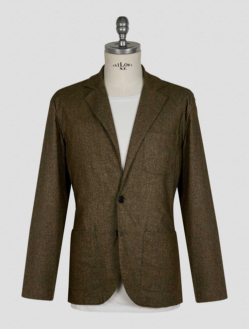 Finamore 1925 Green Brown Virgin Wool Cotton Cashmere Ea Blazer Cetara