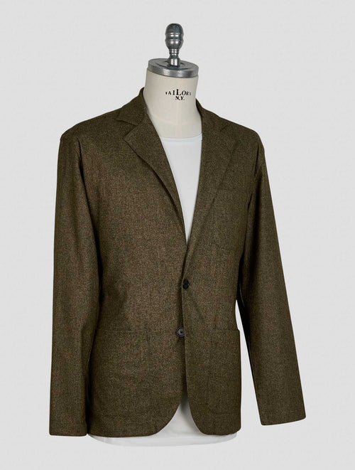 Finamore 1925 Green Brown Virgin Wool Cotton Cashmere Ea Blazer Cetara