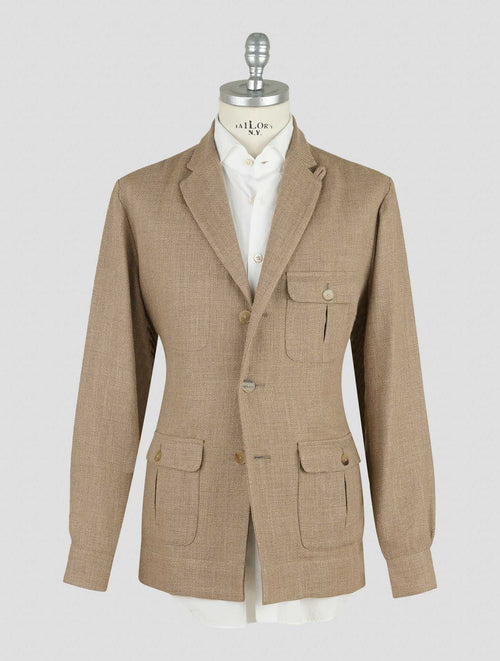 Finamore 1925 Brown Silk linen Cotton Pl Jacket Overshirt Roma