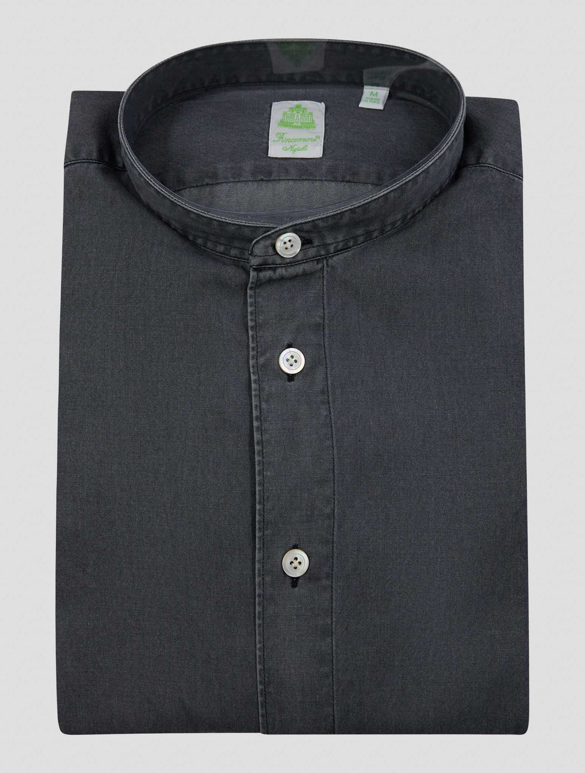 Finamore 1925 Dark Gray Cotton Korean Shirt Bali