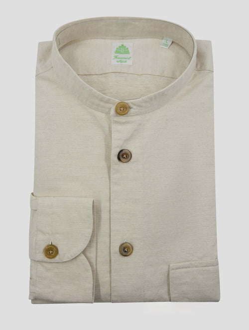 Finamore 1925 Light Beige Cotton Linen Korean Shirt MALTA