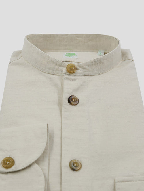 Finamore 1925 Light Beige Cotton Linen Korean Shirt MALTA