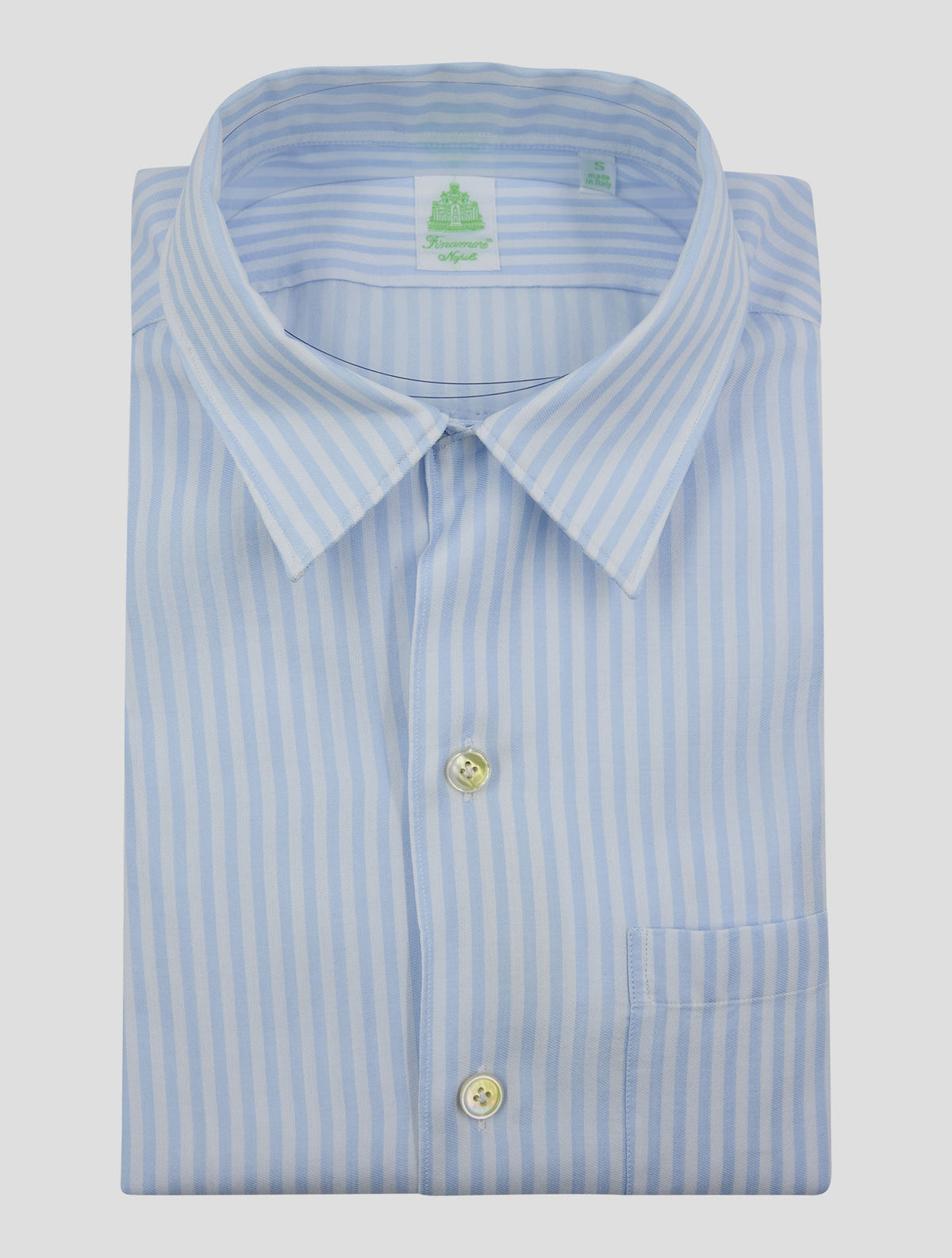 Finamore 1925 Light Blue White Cotton Shirt ALAIN