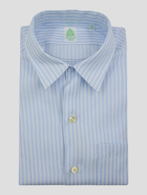Finamore 1925 Light Blue White Cotton Shirt ALAIN