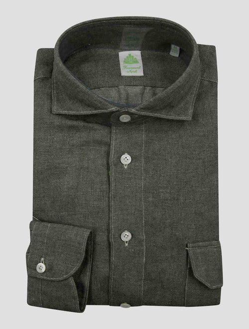 Finamore 1925 Green Linen Cashmere Silk Shirt Salina