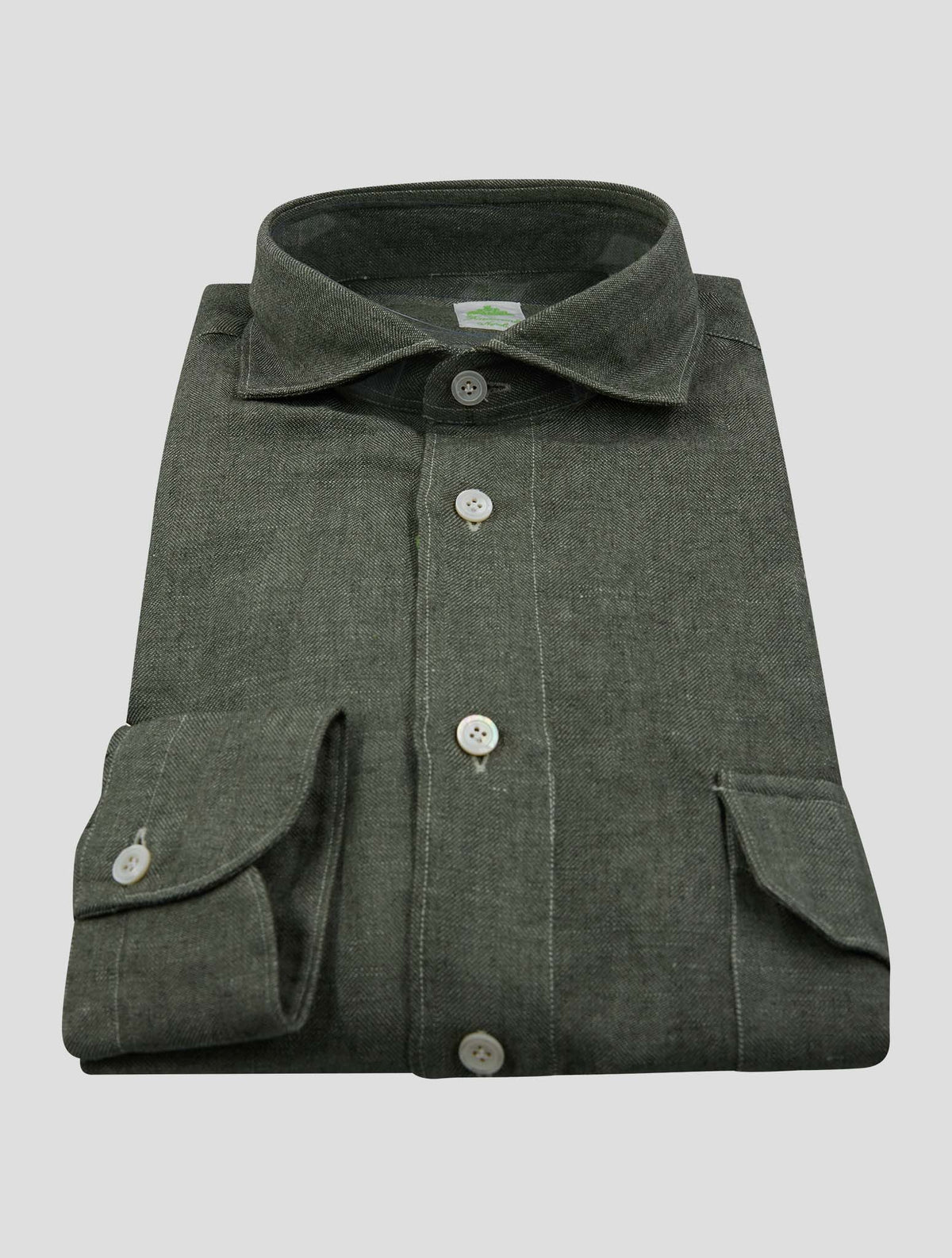 Finamore 1925 Green Linen Cashmere Silk Shirt Salina