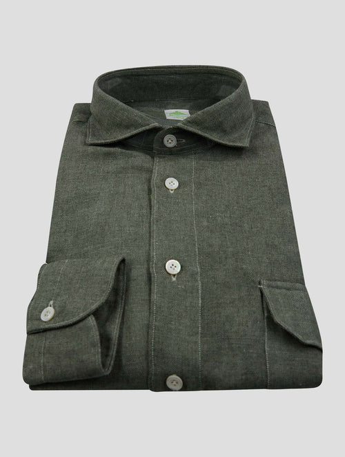 Finamore 1925 Green Linen Cashmere Silk Shirt Salina