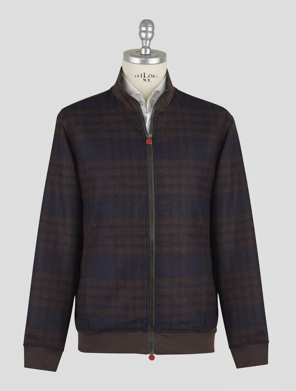 Kiton Blue Brown Alpaca Wool Pa Coat B-One